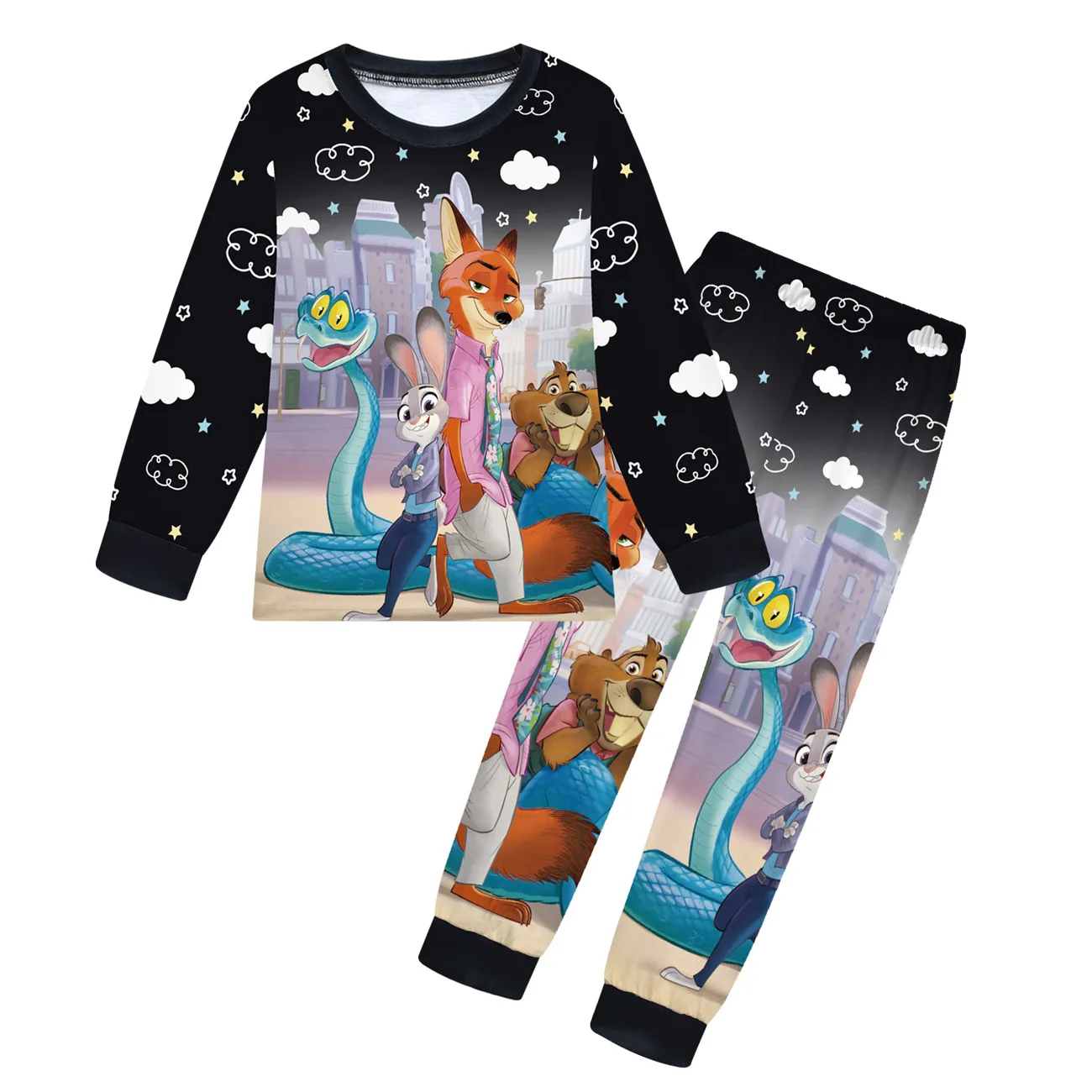 

Zootopia 2 Judy Hopps Nick Wild Boy Girl Fashion T-shirt Sets Fall Children Pullover and Trousers Suit Kids Casual Sweatsuit New