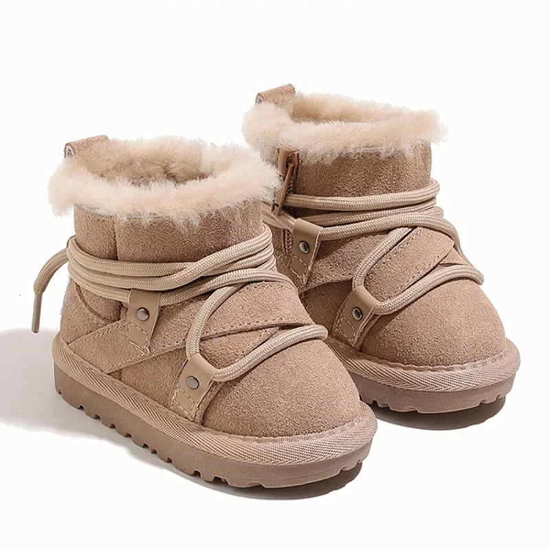 2024 Winter New Baby Children\'s Snow Boots Velvet Warm Boys and Girls Short Boots Thick Fur Baby Kid\'s Casual Cotton Shoes