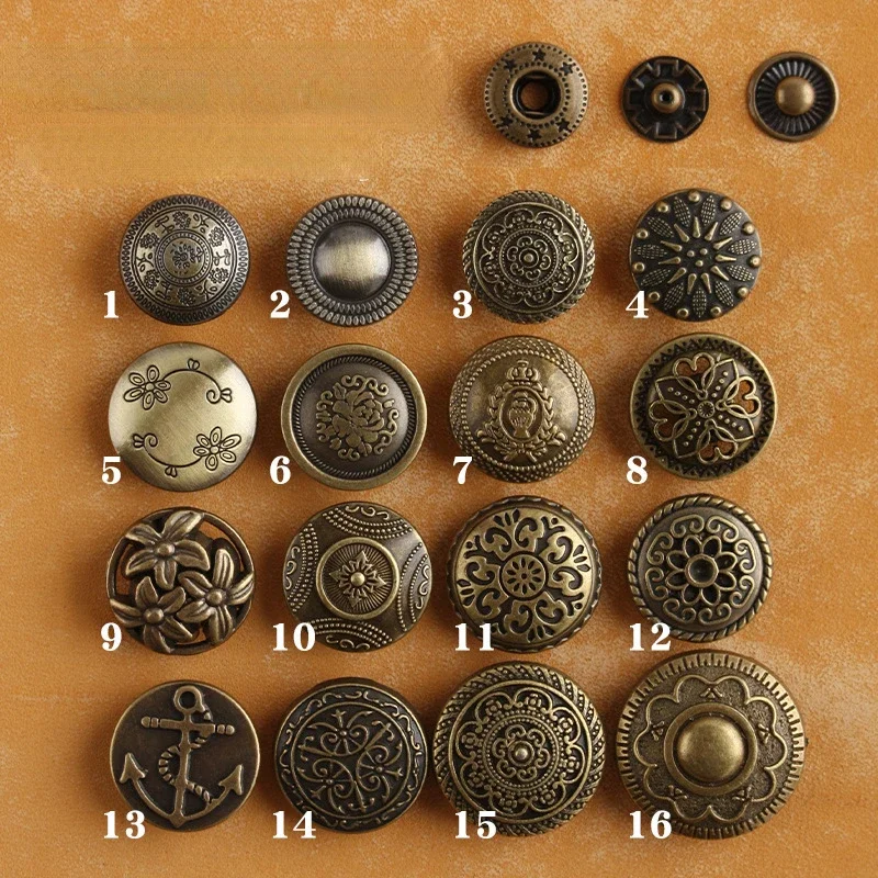 633 Model Retro Style Four Button Tool Alloy Material DIY Leather Bags Clothing Buttons Accessories Decorative Leather Materials