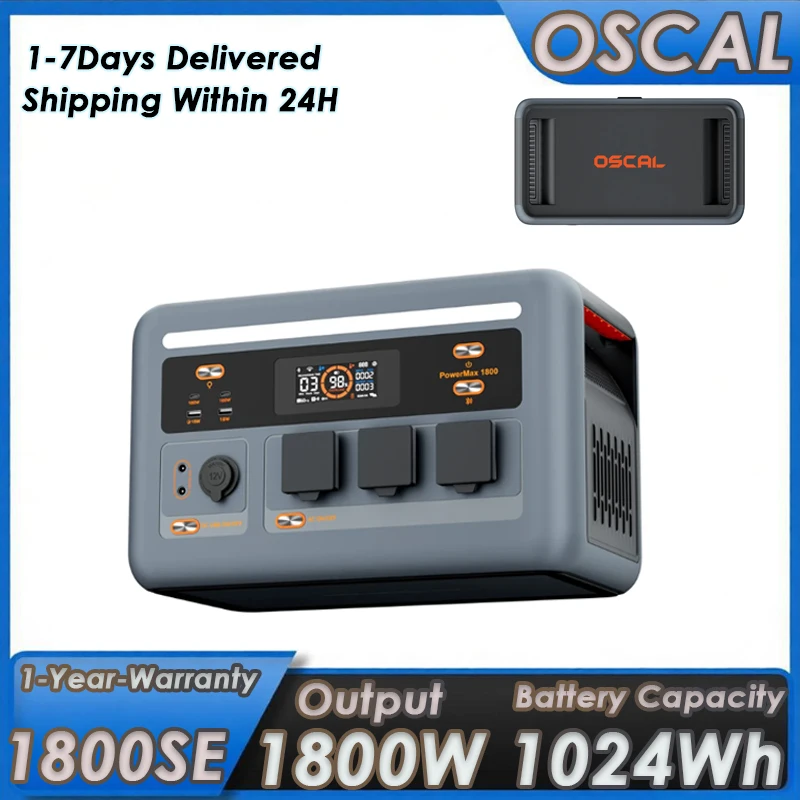1800 SE OSCAL Portable Power Station 1800W Powerful Output 1024Wh High-Capacity Battery Power Bank Outdoor Travel Camping Multifunctional Power Station