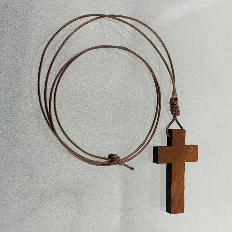 قلادة متقاطعة خشبية، يتم ارتداؤها في العطلات اليومية، وعيد الفصح، وحفلات عيد الميلاد، وأعياد الميلاد، وعيد الحب، وهدايا الزوجين #4