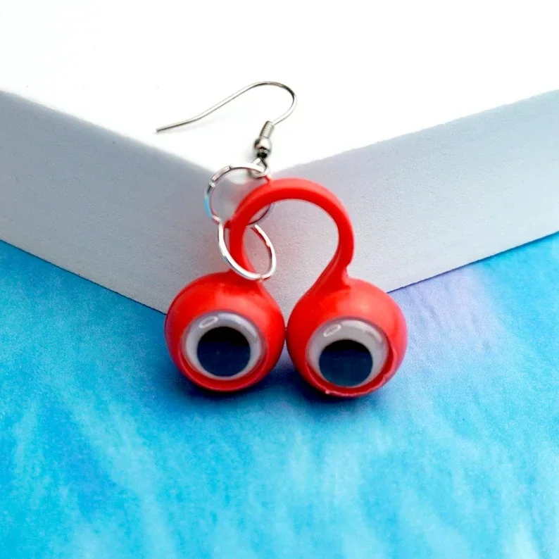 أقراط متذبذب كبيرة متذبذب للعين متوفرة باللون الأحمر والأصفر والأزرق ملتوي كيدكور أقراط مثلية رائعة هدية هاراجوكو