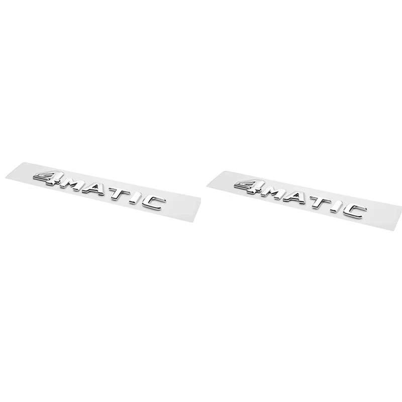 

2X 4MATIC Silver Auto Trunk Door Fender Bumper Badge Decal Emblem Adhesive Tape Sticker Replacement For Mercedes-Benz