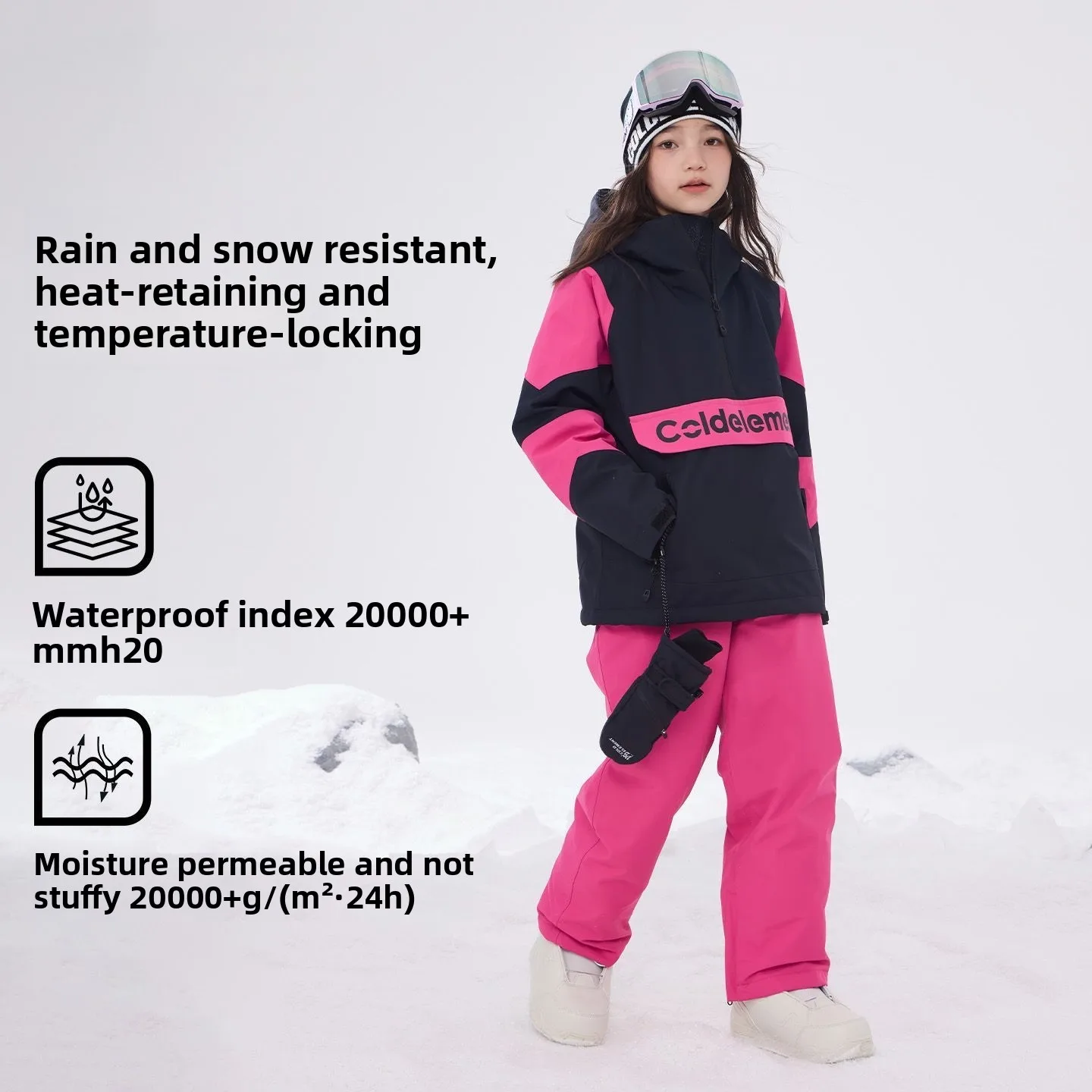 Genuine Children's Ski Suit Set, Thickened Warm Waterproof Ski Pants Outdoor Sports Equipment