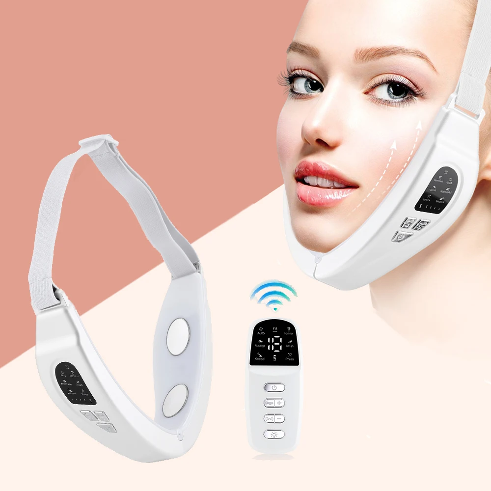 Dispositivi per il lifting del viso Stimolazione muscolare elettrica Massaggiatore facciale ricaricabile Riscaldamento Macchina dimagrante per il viso con telecomando