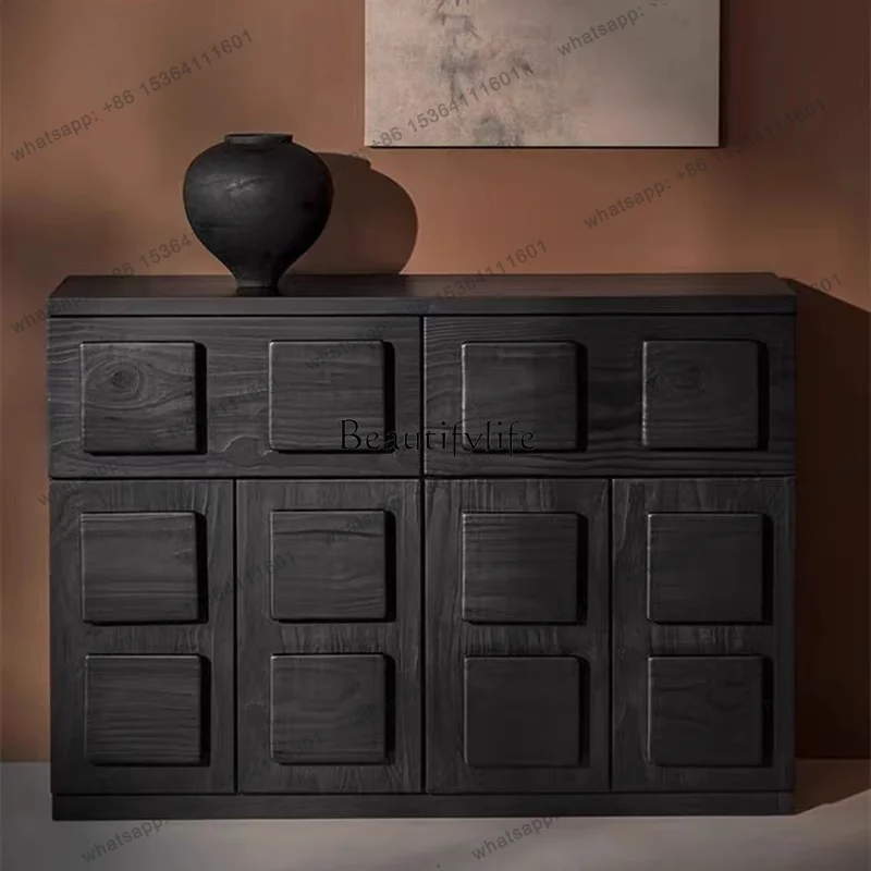 FG Personalized And Creative Meal Side Tea Cabinet Entry Door Entrance Entrance Storage Cabinet Black Oak