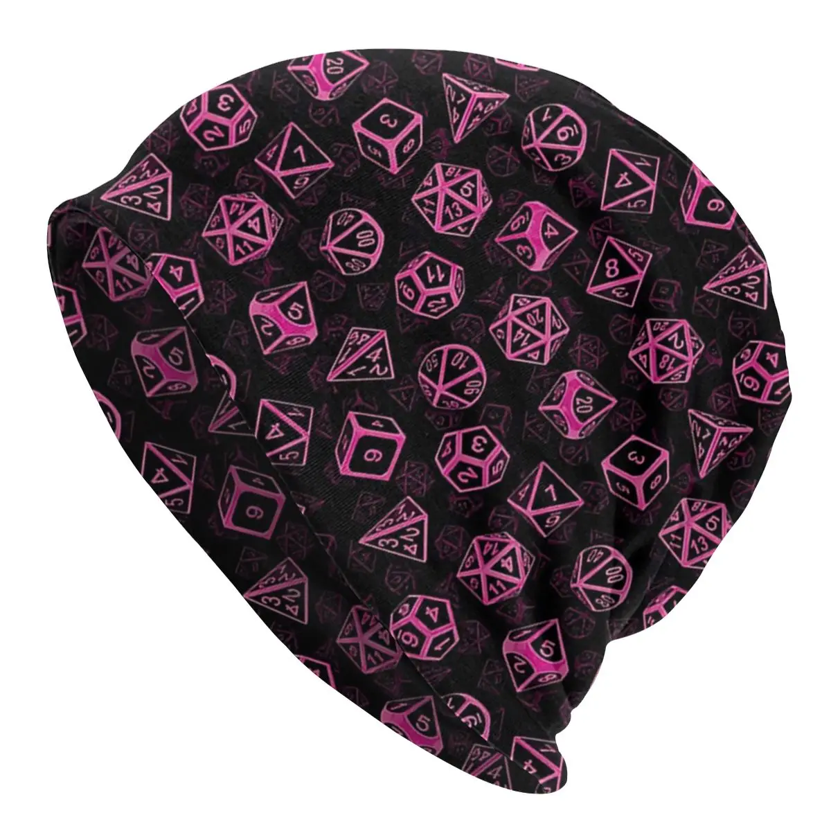 

D20 Dice Set Pattern (Pink) Beanies Pullover Cap Comfortable , Adult Men's Woman Knit Hat