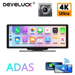 10.26'' 4K ADAS Dashcam Car DVR Apple Carplay Monitor Android Auto Smart System Video Recorder GPS Navigation Dashboard Screen