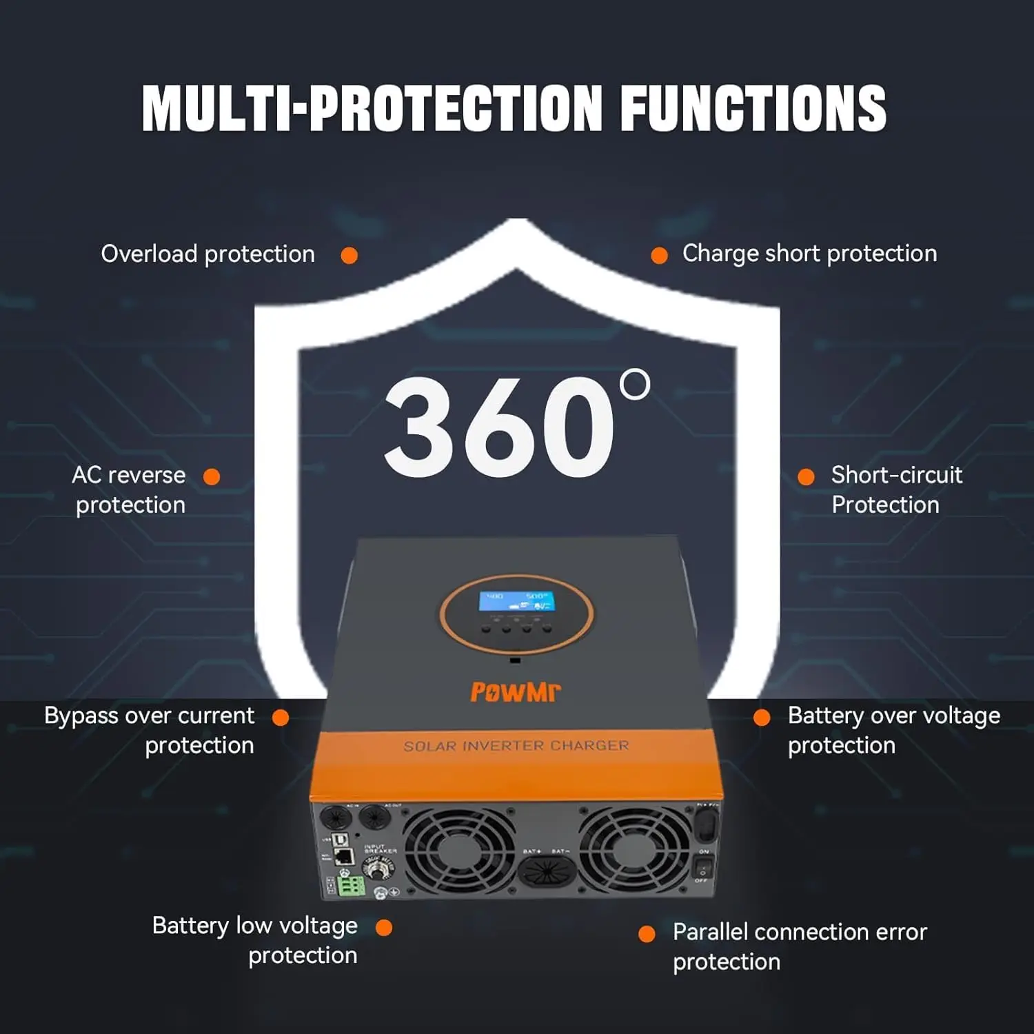 Inversor híbrido 3.2kw 24v dc para 110/120v ac com controlador de carga solar 60a mppt max pv 108v adequado para lifepo4 fora da rede inversor