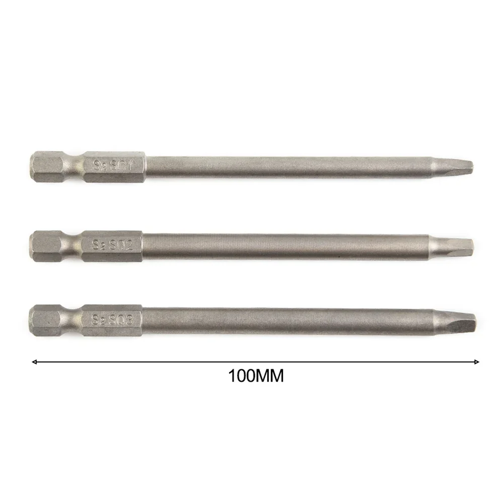 

Hand Screwdrivers Head Screw Driver Bits Square Head 100mm 3pcs Drill Electric SQ1-SQ3 For Electric Screwdriver