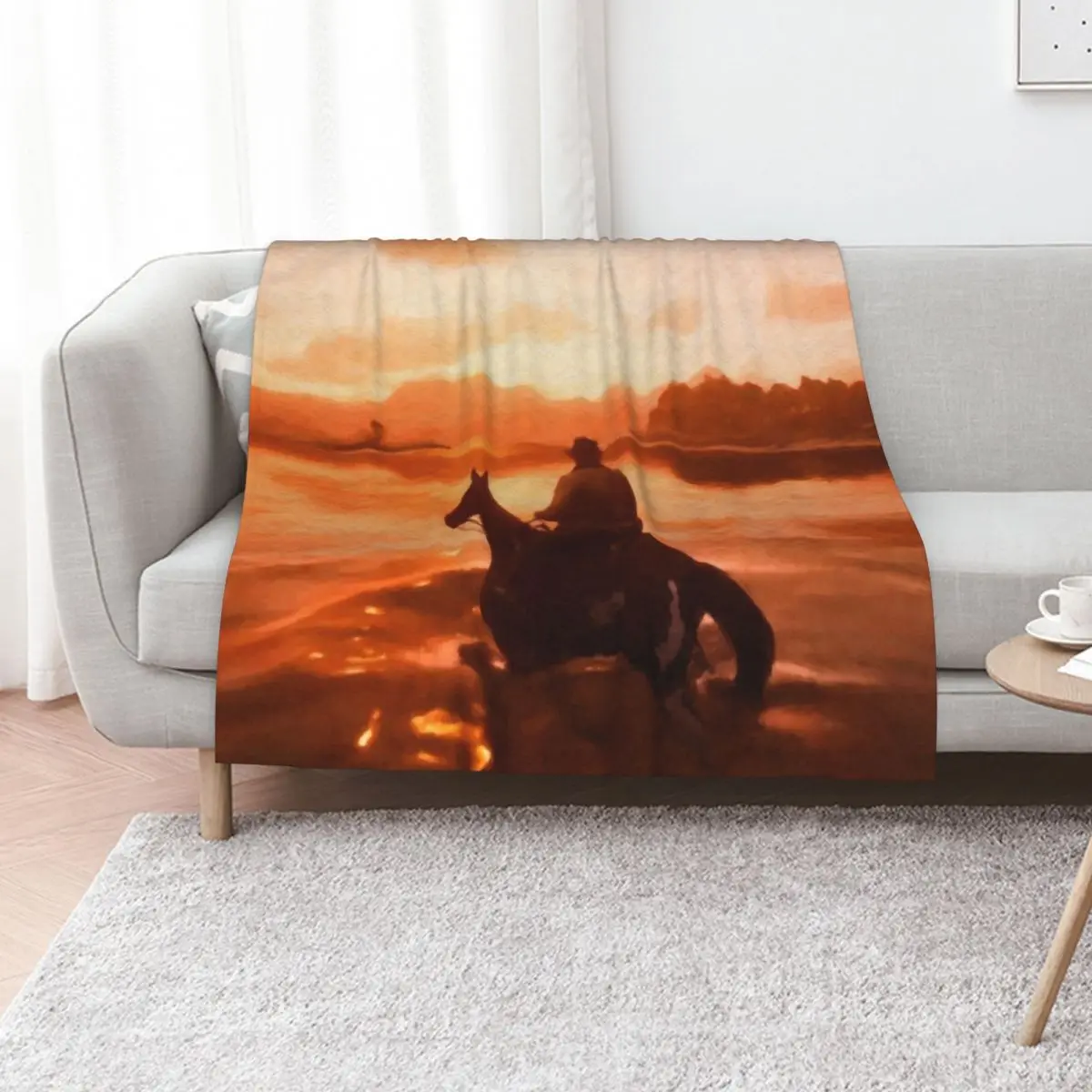 

Western Sunset Throw Blanket Travel Size Cozy Blanket for Plane Train