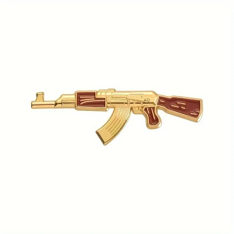 1/5/10/20/50/100pcs Cartoon AK-47 Brooch Pin, Sporty Zinc Alloy Hat Clip Accessory, Fun Gun Badge for Caps and Backpacks, Unique