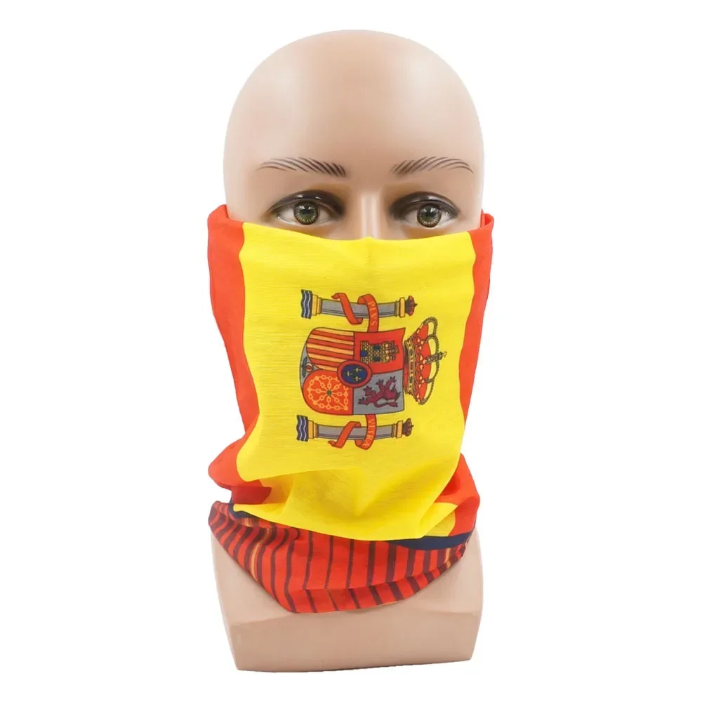 Spanish Flag Pattern Bandana Outdoor Sport Cycling Hiking Headscarf Flag of Spain Neck Cover Gaiter Unisex Riding Balaclava Mask