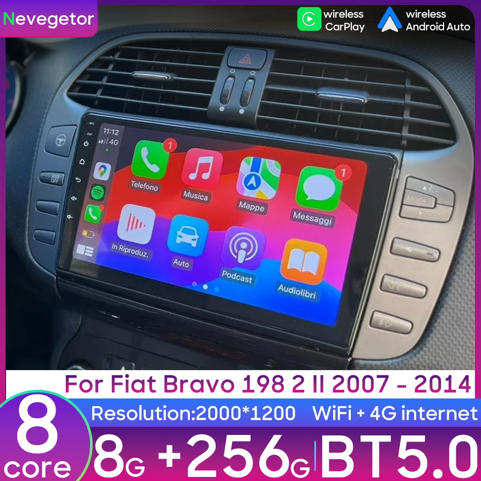 

Для Fiat Bravo 198 2 II 2007-2014 Android Стерео Мультимедийный Видеоплеер Автомобильный Радиоплеер Беспроводной CarPlay Авто Wi-Fi Без 2din
