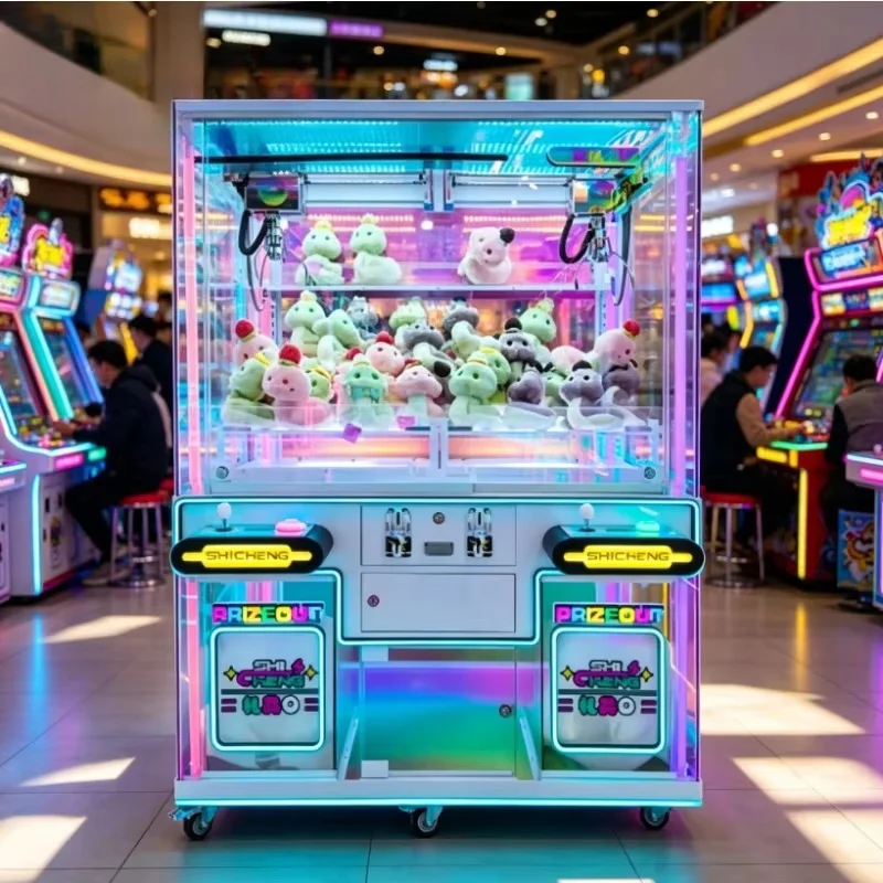 Custom Coin Operated Double Claw Crane Machine, Gift Plush Doll Claw Grab Amusement Game Machine for Indoor Entertainment Venue