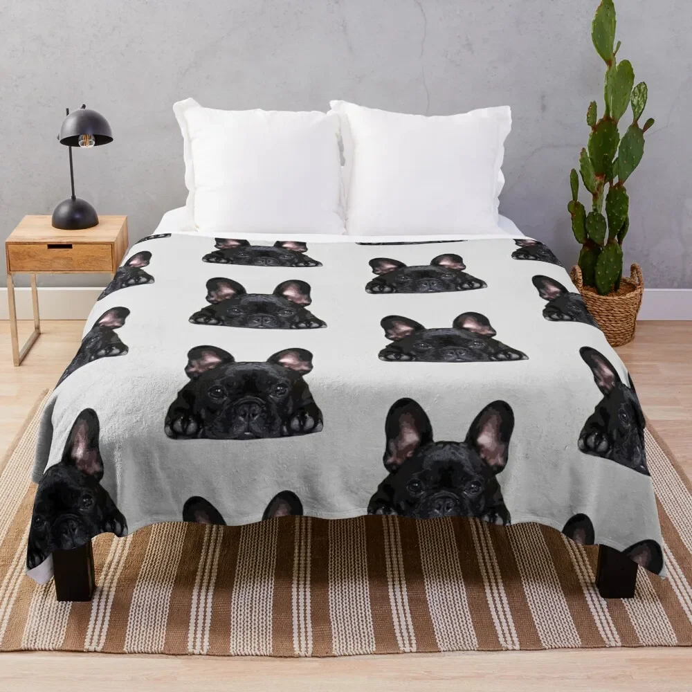 

French Bulldog Black Puppy Dog Throw Blanket warm winter Picnic Multi-Purpose sofa bed Blankets