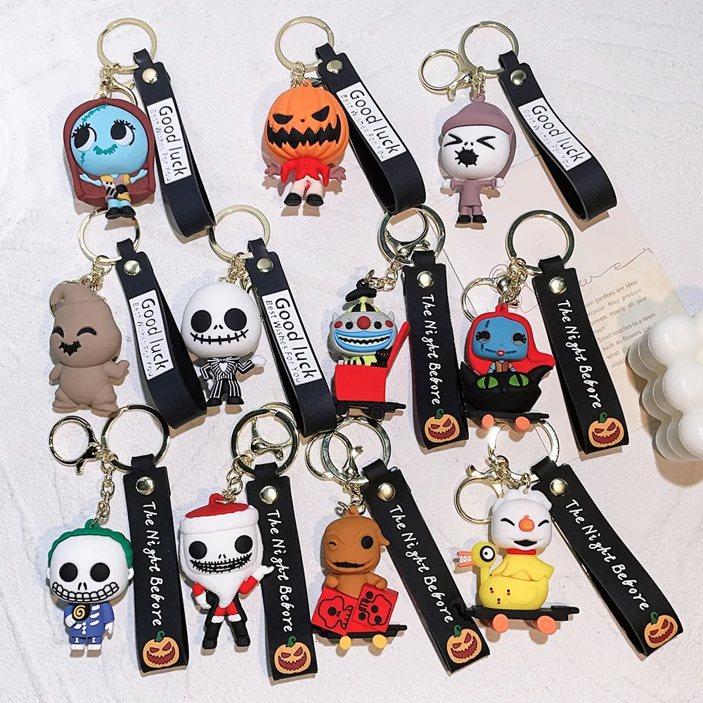 Disney Ghost Kid 3D Key Chain Silicone Pumpkin Toy Keyring For Men Women Halloween Horror Doll Pendant Key chain