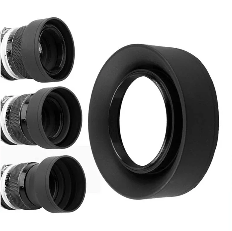 ثلاثة طريقة المطاط للطي عدسة الكاميرا هود ل عدسة كاميرا الفيلم الرقمي 49 مللي متر 52 مللي متر 55 مللي متر 58 مللي متر 62 مللي متر 67 مللي متر 72 مللي متر 77 مللي متر