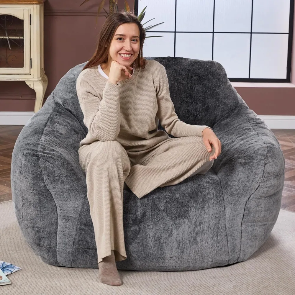 Giant Bean Bag Chair,Bean Bag Sofa Chair with Armrests, Bean Bag Couch Stuffed High-Density Foam, Plush Lazy Sofa Comfy Chair