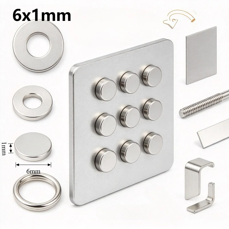 6x1mm N35 Round Disc Neodymium NdFeB Magnet for Refrigerator Office DIY Crafts 6*1mm