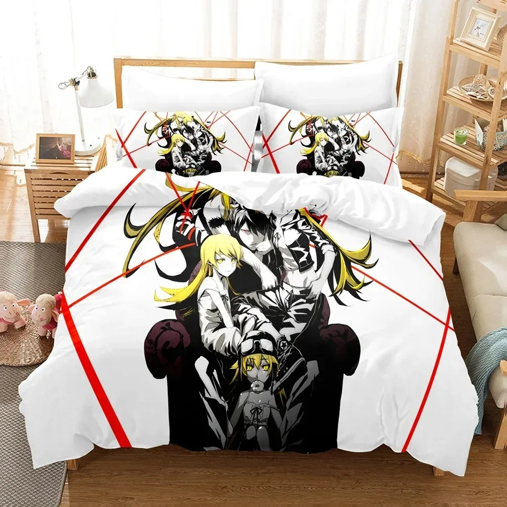 3D Printed Monogatari Series Bedding Set Anime Araragi Koyomi Duvet Cover Double Twin Full Queen King Adult Kids Quilt Cover