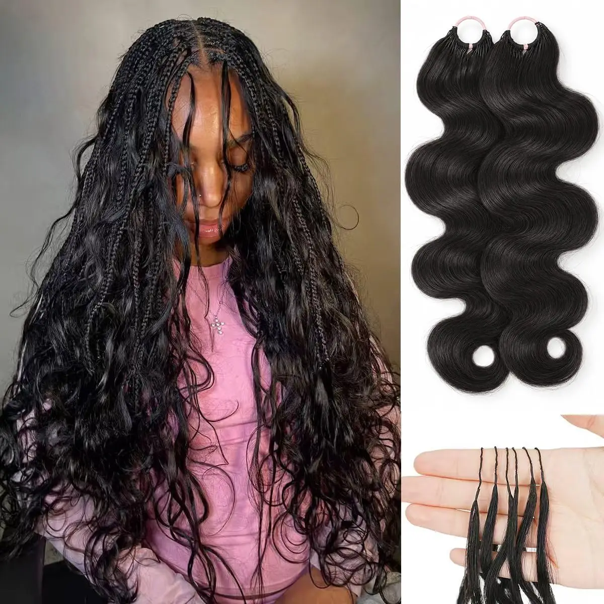 Body Wave Crochet Human Hair Extensions Knotless Pre-Separated Feather Crochet Invisible Miracle Knots Human Hair Black Women