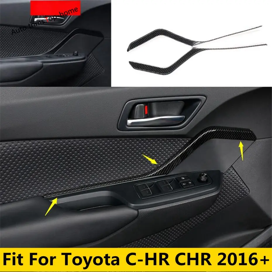 

Carbon Fiber Look Inner Car Door Doorknob Handle Strip Cover Trim Fit For Toyota C-HR CHR 2016 - 2022 Interior ABS Accessories