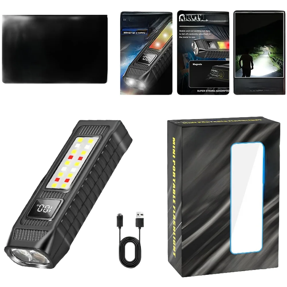 

Перезаряжаемый водонепроницаемый магнитный фонарь USB 250 лм с двойным источником света для строительных площадок и домашнего ремонта