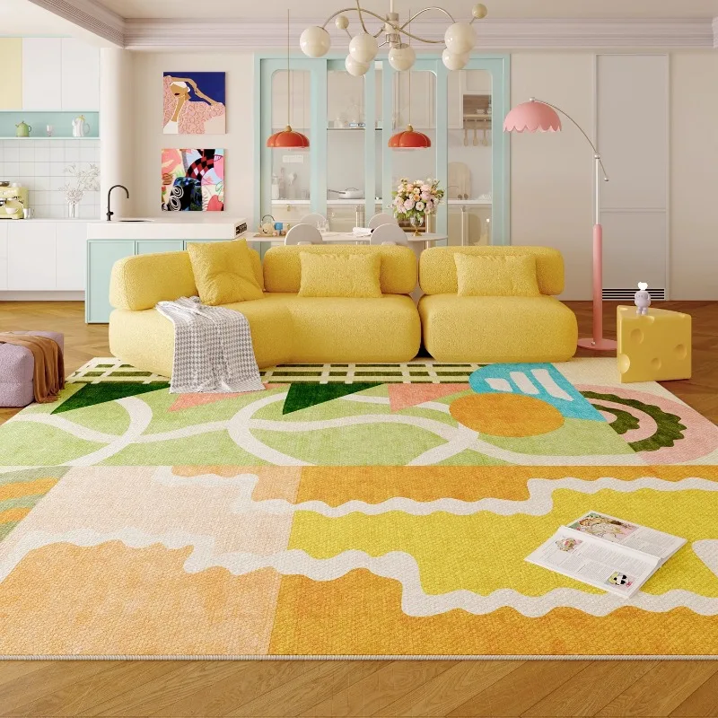 

Colorful Dopamine Living Room Carpet Large Area Advanced Art Bedroom Rug Fashion Trend Home Decoration Coffee Table Mat Tapis 러그