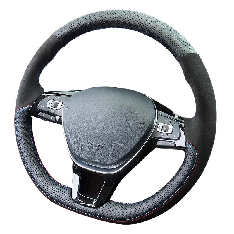 

Car Steering Wheel Cover For Volkswagen VW Golf 7 Mk7 New Polo Jetta Passat B8 Tiguan Customized Steering Suede Car Accessories