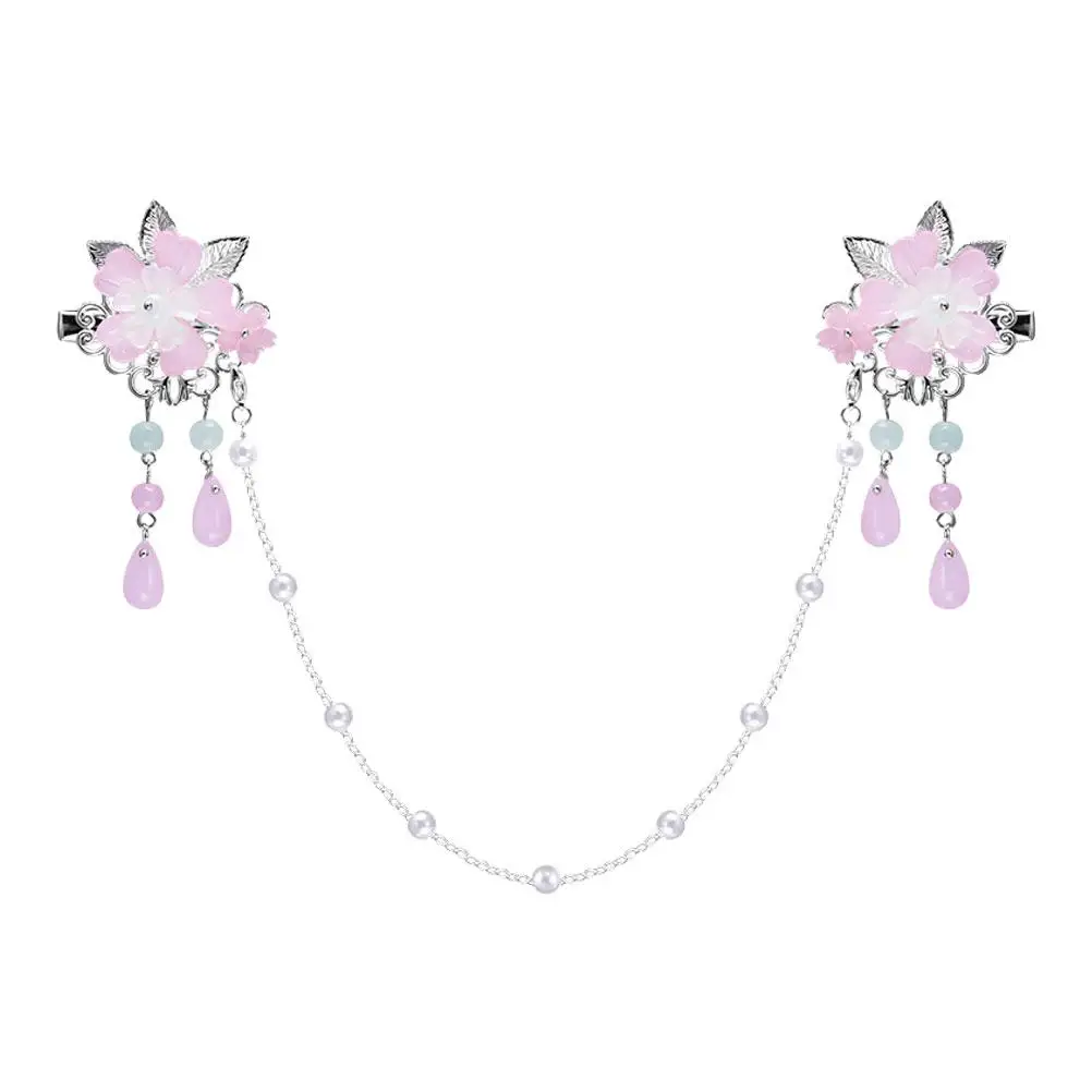 

Flower Hair Clip Alloy Accessories Tassel Barrettes Girls Baby Forehead Chain Retro Elegant Wedding Birthday Party