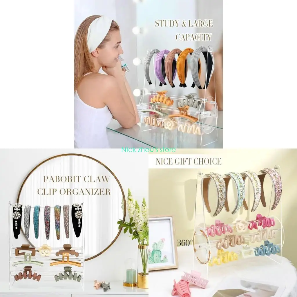 

E15E Portable Acrylics Headband Organizers Clear Display Rack for Hair Accessories
