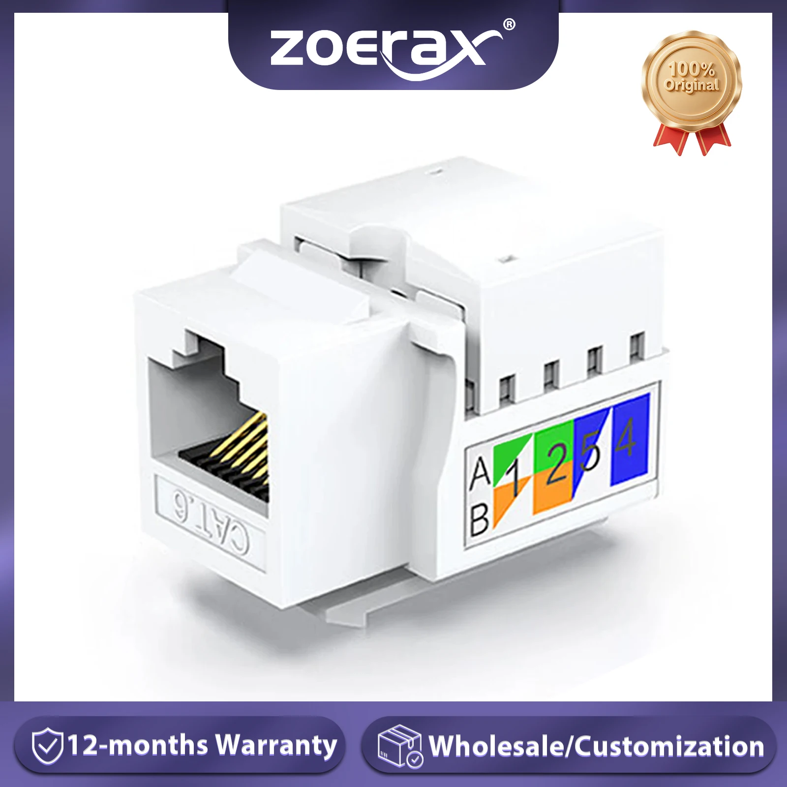 

ZoeRax Cat5e Cat6 Keystone Jack, RJ45 Keystone Jack, Cat6 Сетевой соединитель, Ethernet Wall Jack (не совместим с патч-панелью)