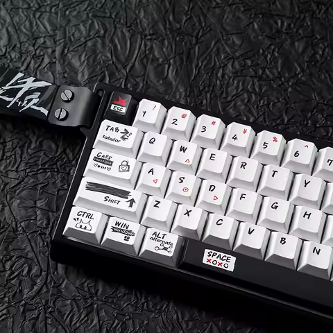 Mystic Black Fire Theme Keycap 136key PBT Custom Minimalist Graffiti Keyboard Cap Cherry Profile KeyCap for Mechanical Keyboard