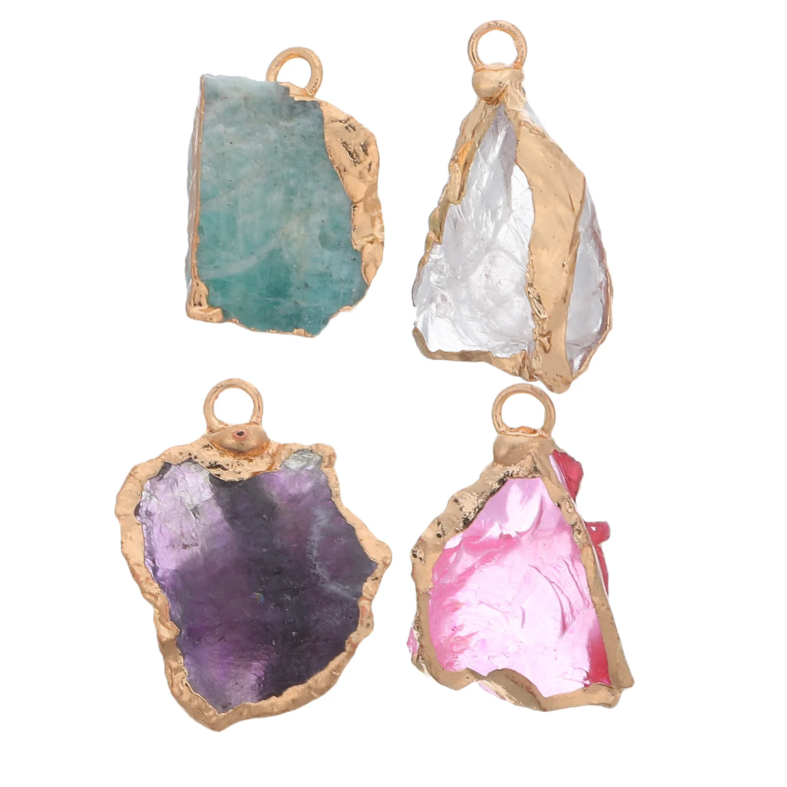 

4 шт. натуральных кристаллов кварца, подвески из неправильной формы, шармы для ожерелий, серег, для изготовления ювелирных изделий своими руками, шармы для ожерелий