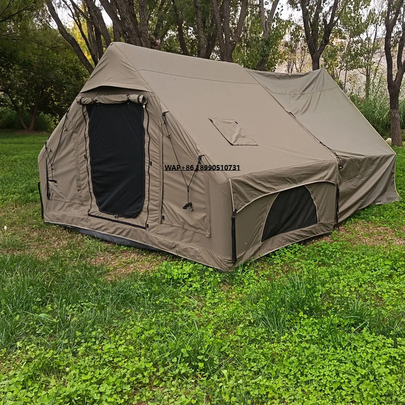 

Green Four-Season Outdoor Air Tent Year-Round One Bedroom Inflatable Tent Waterpro for Camping 3-4 Person Quick Opening