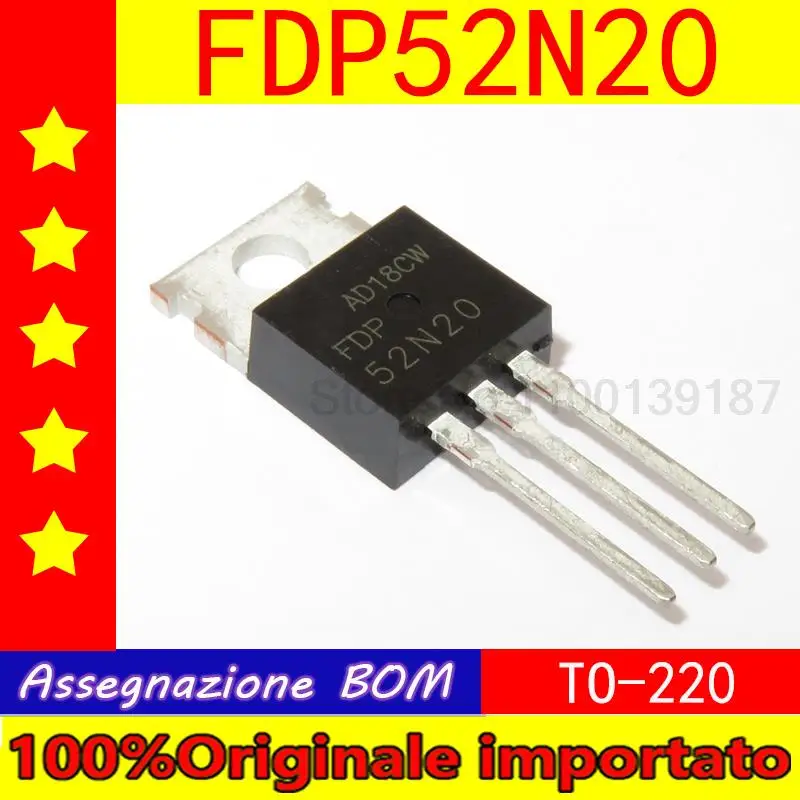 10pcs/lot   FDP52N20 52N20 TO-220 FET 52A 200V