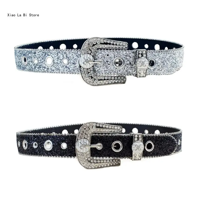 Fashion Rhinestones Belt Bead Trim Western Waistband Pants Belt Party Waiststrap XXFD