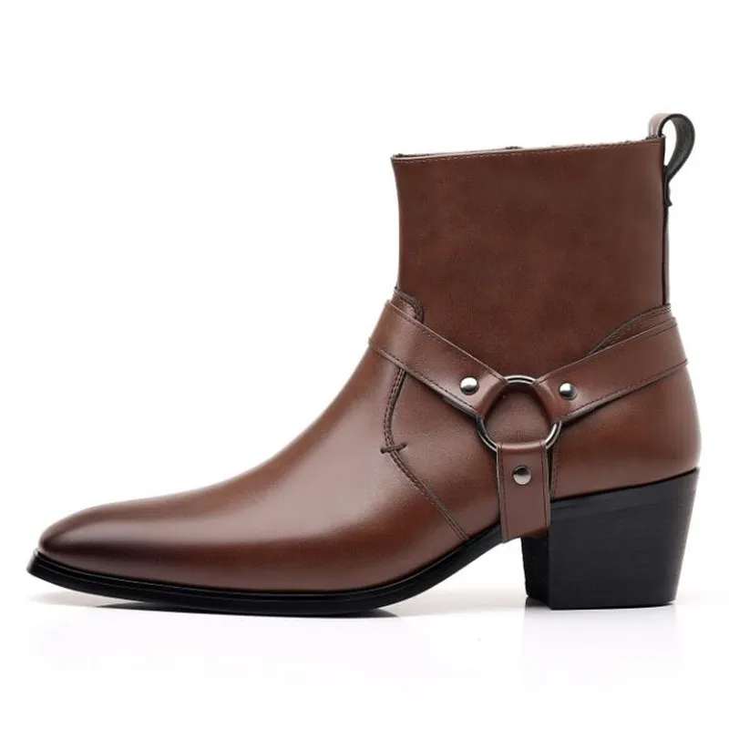 Luxury Men's Fashion Designer Chelsea Boots 2026 High Quality Men Cowboy Boots Black Brown Zip Wedding Office Dress Shoes Male