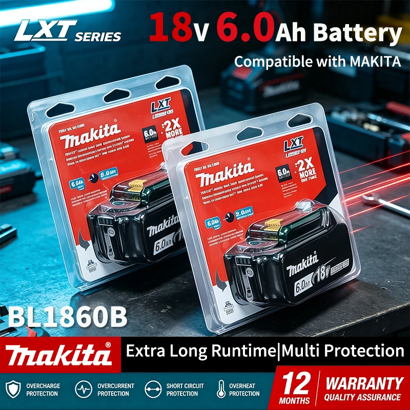 Trapano senza fili Makita 18V con motore a spazzole, batteria da 6,0 Ah (modello aggiornato).