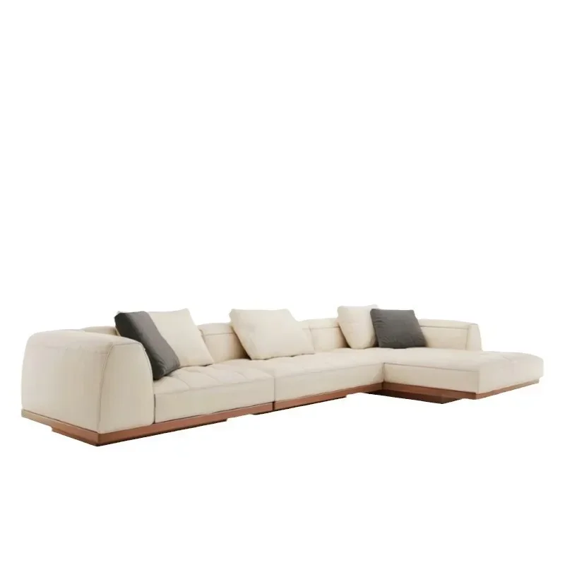 Light luxury large flat floor apartment designer post-modern corner concubine solid wood bottom sofa
