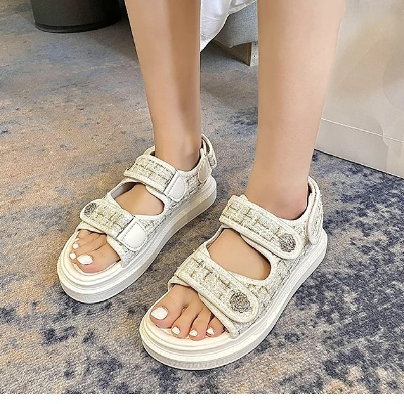 2023 Women Fashion Sandals Summer New Flat  Embroidery Size  Casual Roman Designer Shoes Platform Sandal