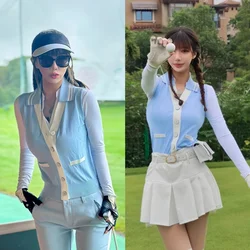 SG Golf Clothing Women's Set Autumn/Winter Long Sleeve Thin Knitted Slimming Vest Vest Outdoor Sports Leisure Fashion
