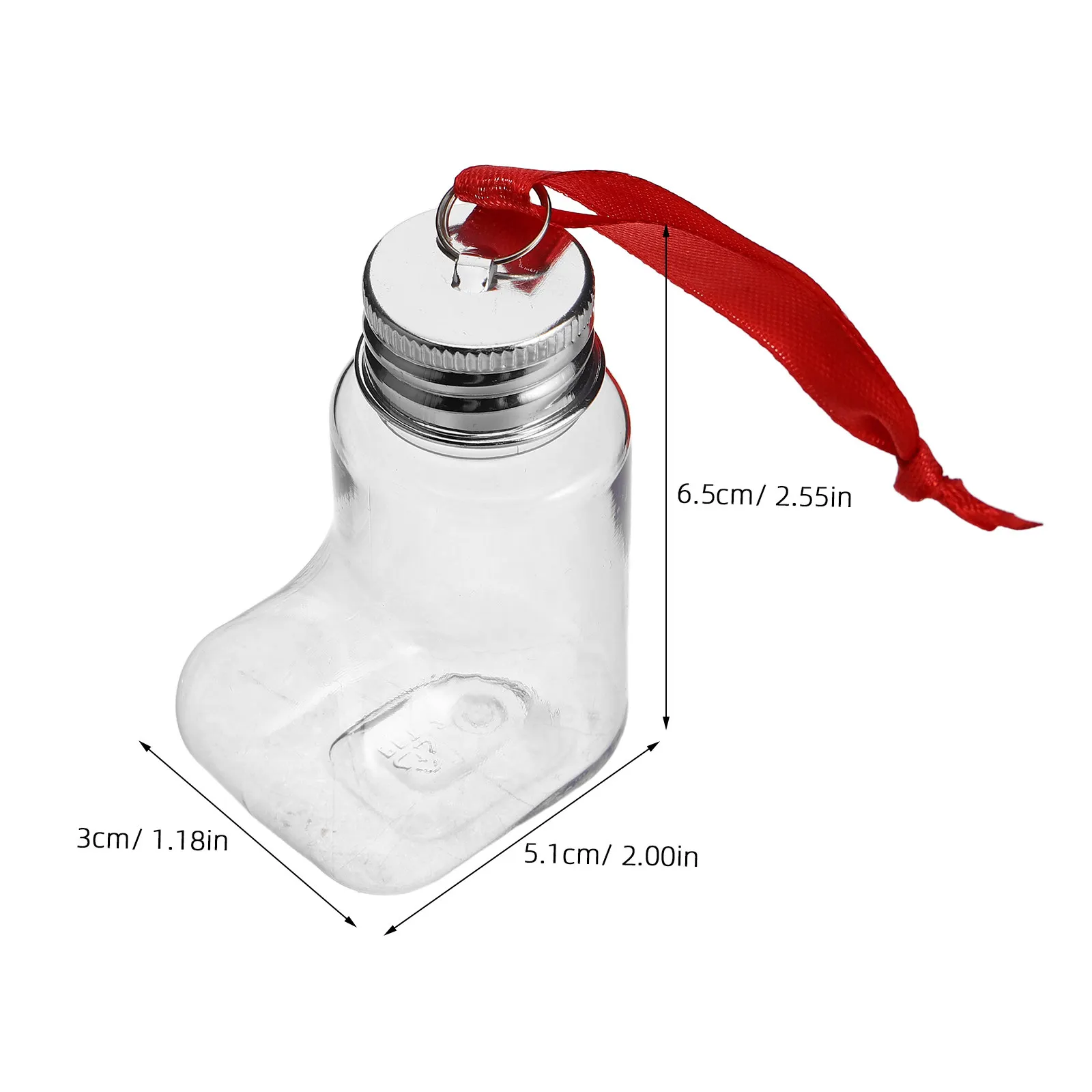 14Pcs Clear Plastic Ornament Bottles Sock-Shaped Fillable Christmas Candy Jars with Screw Cap Hanging String for DIY Holiday