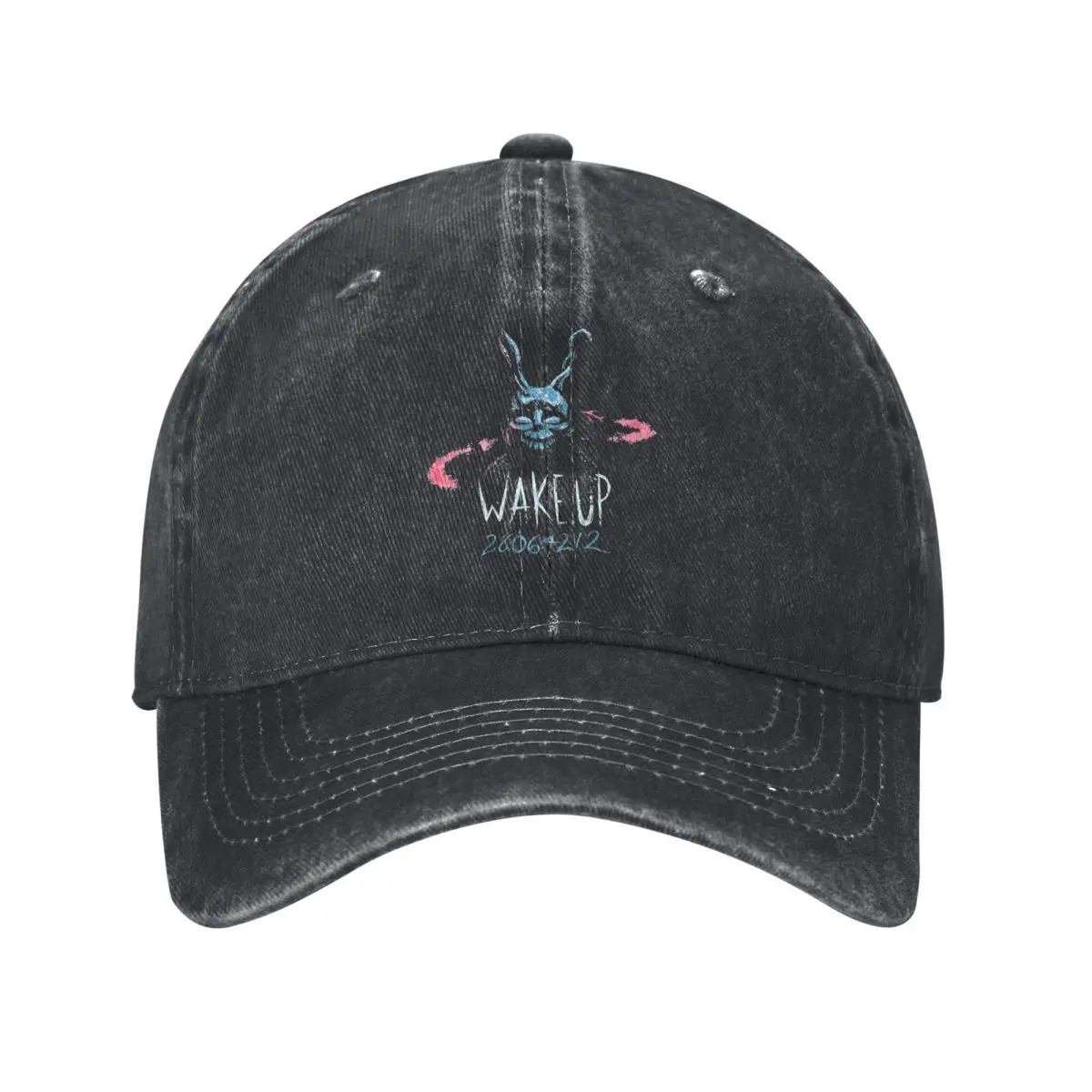 

Vintage Donnie Darko Wake Up Baseball Caps Unisex Distressed Denim Washed Snapback Hat Movie Fiction Outdoor Running Adjustable