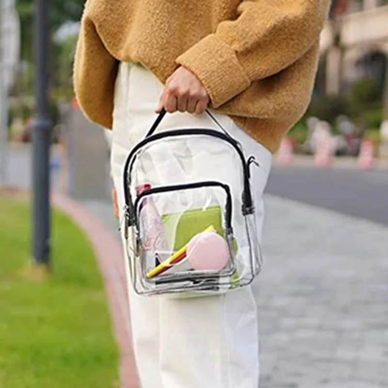 O estádio transparente do PVC aprovou bolsas para mulheres, saco claro, vê completamente, impermeável, casual, simples, jogos do festival, senhoras, forma