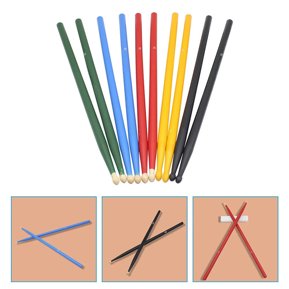 

Wooden Drumsticks 5A Colorful Drum Sticks Percussion Instrument Anti-Slip Durable Lightweight Drumstick