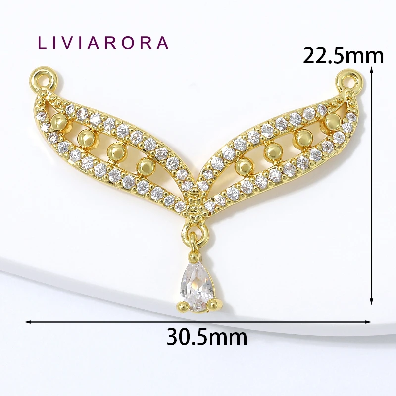 1/2/3Pcs 18K Gold Plated Brass Mermaid Tail Connector Pendant For Jewelry Making,CZ Teardrop V Shape Charms For DIY Materials