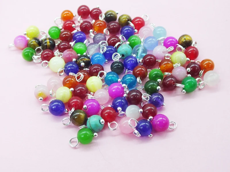 

500PCS 6mm Mixed color, natural semi-precious stones beads DIY beads ring beads