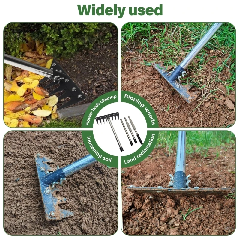 652F Heavy Duty Iron Weeding with Long Handle Carbon Steel Garden & Weed Tool for Removing Weed, Loosening Soil, Cleaning &